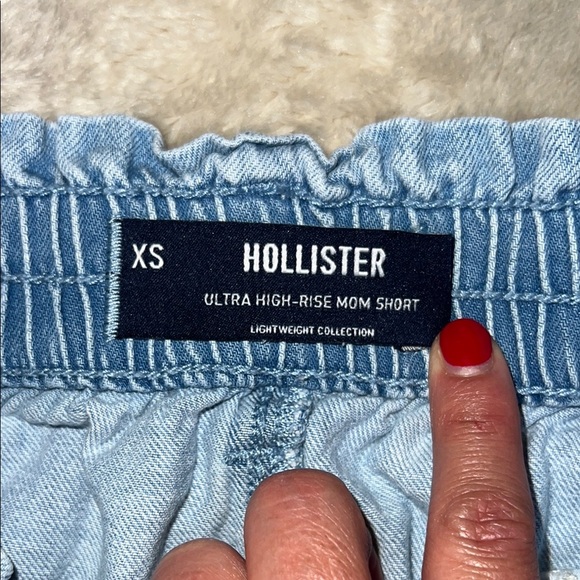 Hollister Blue Jean Shorts Relaxed Fit Elastic Waist - Picture 3 of 11